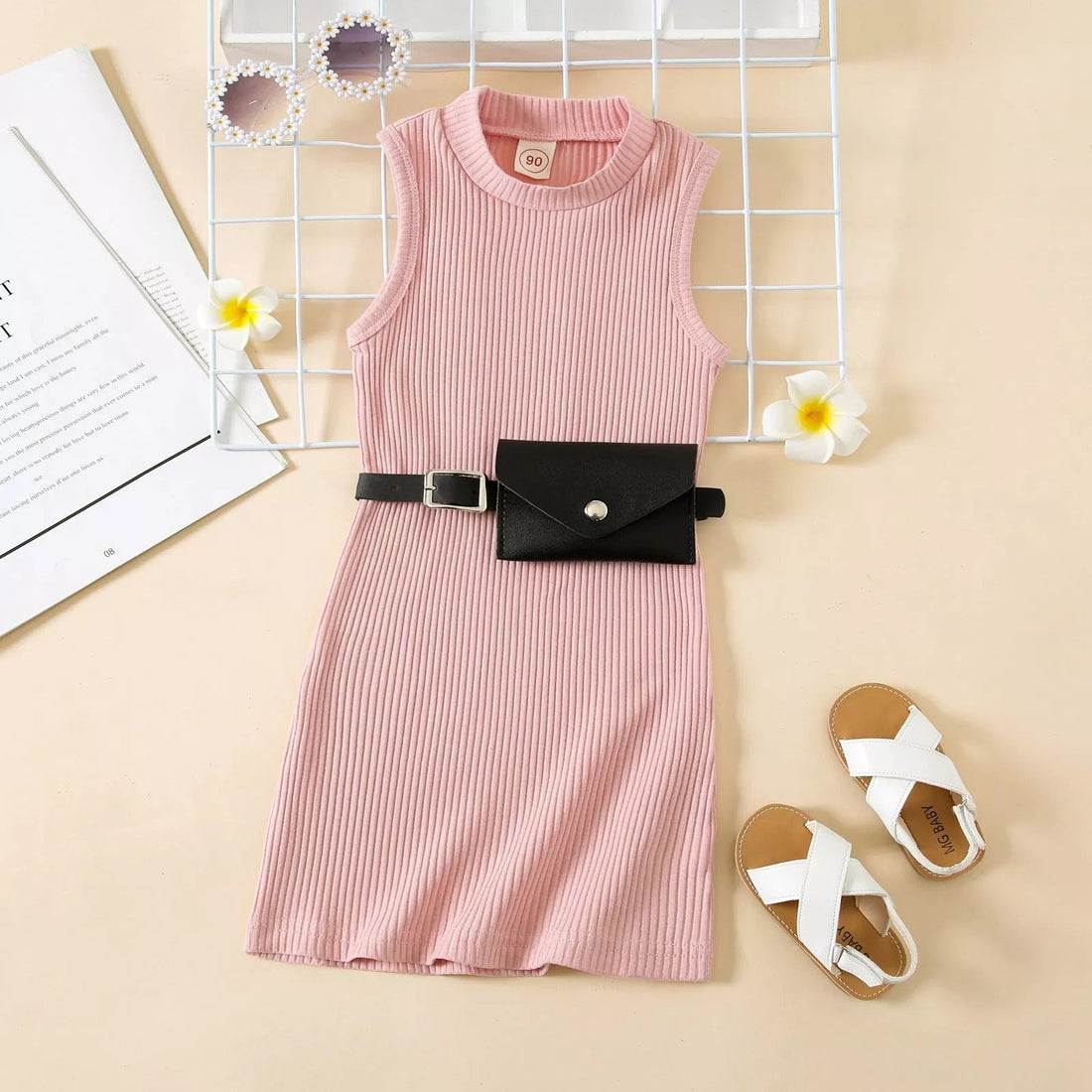 Sleeveless Dress with Belt Bag